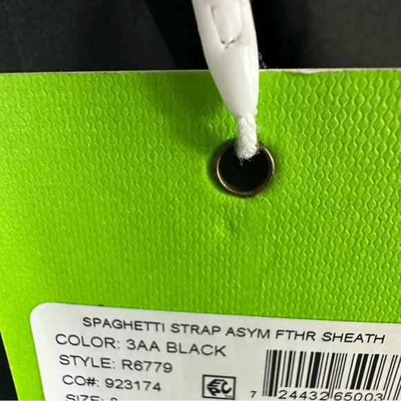 SAM EDELMAN SPAGHETTI ASYMMETRICAL FEATHER BLACK DRESS SIZE 8 - Picture 16 of 16